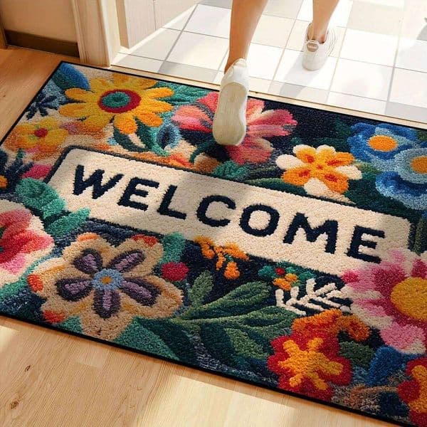 VIKAMA Beautiful Flower Doormat Non-slip Floor Absorbent Bathroom Rug For Bedroom Living Room Carpet Welcome Mat 26H0116