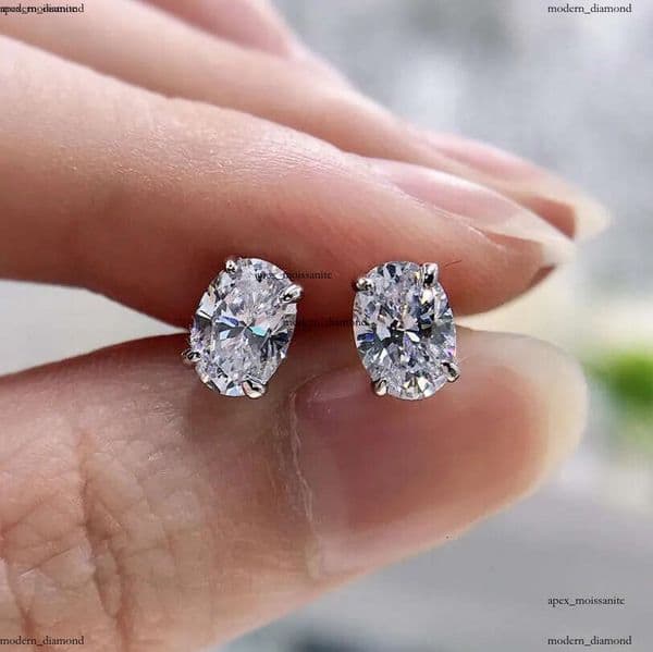 Choucong Drop Ship Top Sell Stud Earrings Moissanite Solitaire Simple Fashion Jewelry 925 Sterling Silver Gold Fill Women Wedding IGI Oval Diamond Earring Gift 10