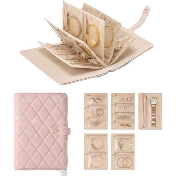 Cross-Border New Leather Loose-Leaf Book Large Capacity Jewelry Storage Bag Earrings Necklace Light Luxury Anti-Oxidation