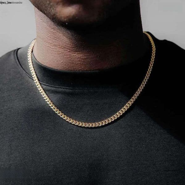 18K Miami Cuban Link Chain For Men Punk Gold Chains Stainless Steel IGI Choker Necklace Hip Hop Jewelry Gift 5Mm 16-30 7f