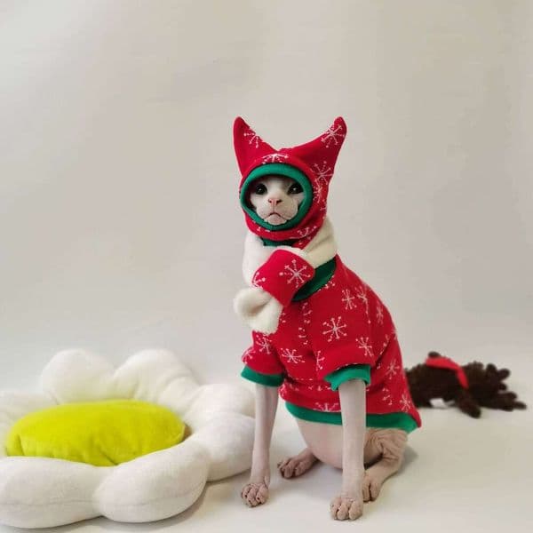 Pet Cats clothing Christmas wear hairless cats Autumn winter warm sweater Sphynx apparel Clothes for sphynx cat suit 26H0116