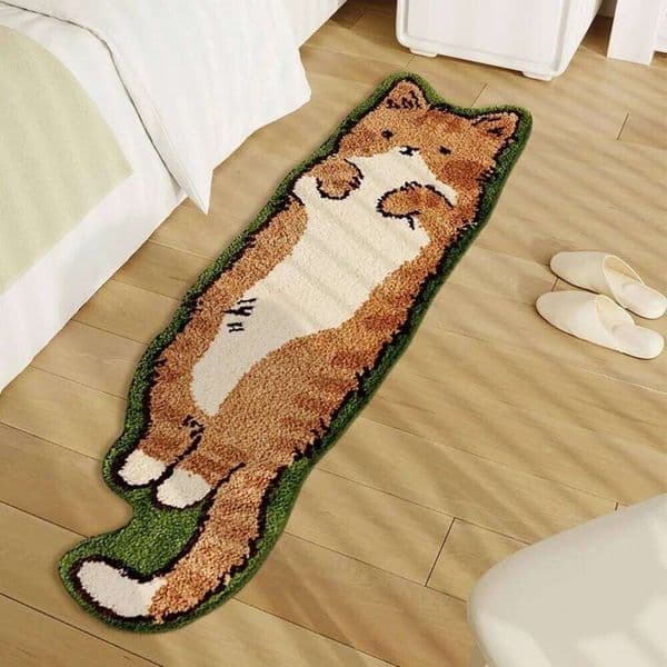 VIKAMA Cartoon Cat Bedroom Bedside Long Rug for Living Room - Winter Autumn Warmth and Insulation Home Decoration 26H0116