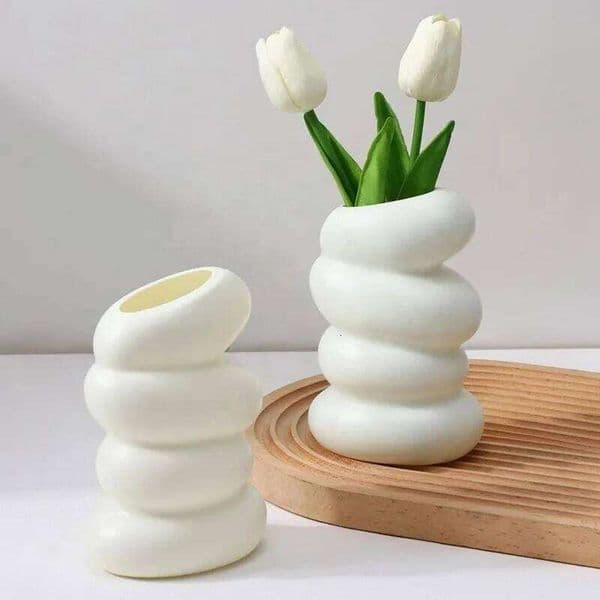 Valentine's Day 1PC Plastic Spiral White Vase Nordic Creative Flower Arrangement Container For Kitchen Living Bedroom Home Decoratio 26W0116