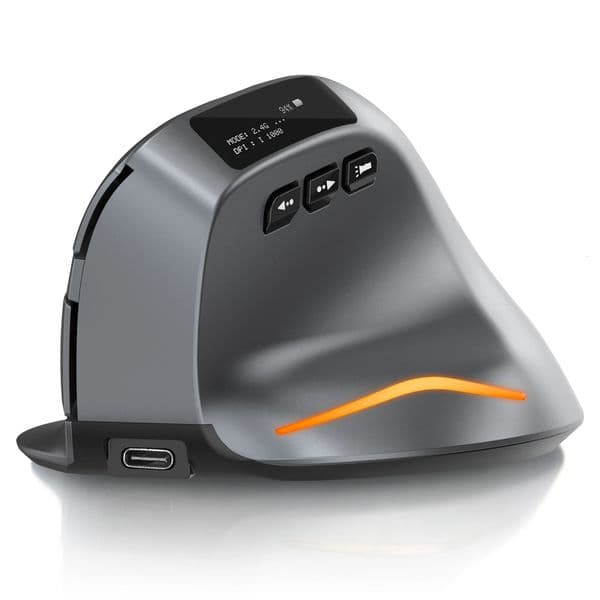 Lefon Bluetooth Vertical Mouse Wireless Ergonomic Mice with OLED Screen RGB USB Optical Rechargeable Mouse for PC Laptop Gaming 260112