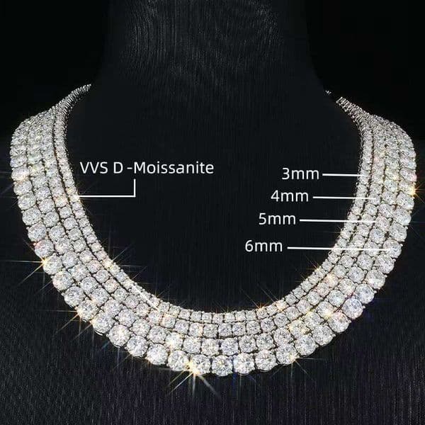 In Stock VVS D Diatomaceous Earth Ice Out 3mm 4mm 5mm 6mm Tennis Chain Wholesale Price Pass Diamond Tester Rhodium 925 Sterling Silver