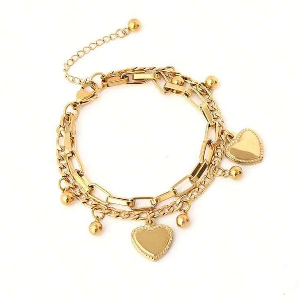 Valentine's Day 1PC Women's Fashion Trend Multi layer Steel Ball Bean Love Bracelet Travel, Date, Banquet, Party, Festival Gift 26W0116