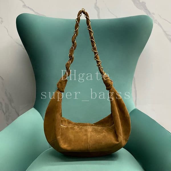Large AMALIA Hobo Suede Handbag Mirror quality designer bag Luxury New Moon Bag 62CM evening bag genuine leather shoulder bag with box Y503