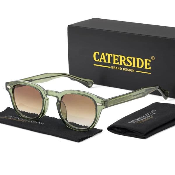 CATERSIDE Retro Round Men Sunglasses Punk Propionic Acid Pin Temple Sun Glasses Women Sports Leisure Party Eyewear UV400 260113
