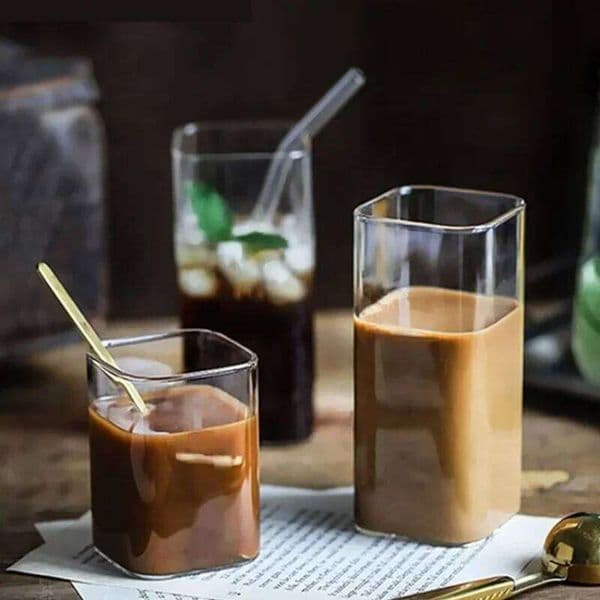 Valentine's Day Square Simple Clear Cold Drink Juice Milk Red Wine Beer Glass Coffee Water Cup Drinking Utensils 26W0116 26W0116