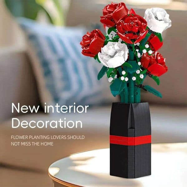 Flower Building Blocks Home Decor Floral Arrangement Suitable Gift for Valentine's Day Christmas Halloween Birthdays & Festivals