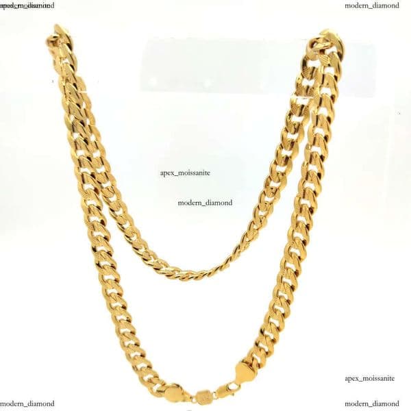 Handmade Dubai Men's Cuban Link Chain Necklace In 18 k IGI Stamped Gold Filled Pave Curb