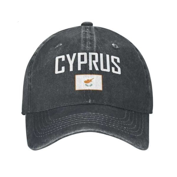 Men Baseball Cap CYPRUS Flag And Font Charcoal Washed Denim Classic Vintage Cotton Dad Trucker Hat Unisex Adult Y260115