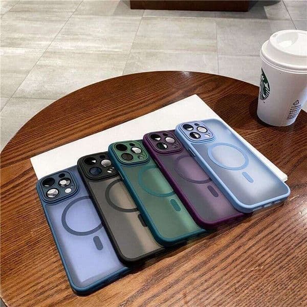 Matte Skin Feel Compatible with Apple 15/16 Pro Max Magnetic Lens Protector Full Coverage 13/14 Solid Color 11 Phone Case Trendy