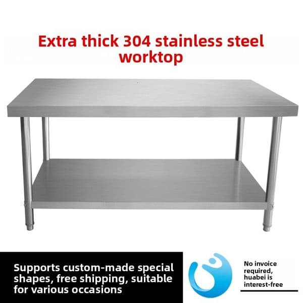 German Extra Thick Stainless Steel 304 Workbench Double Three Layer Kitchen Operation Factory Packing Prepping Table Cutting