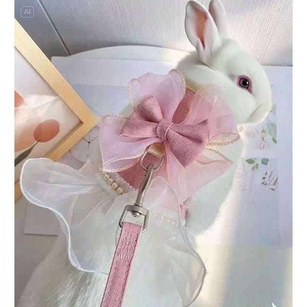 Cute Bowknot Pet Leash Princess Cat Costumes Nylon Kittten Dress Puppy Harness For Rabbit Teddy Cats Clothes 26H0117