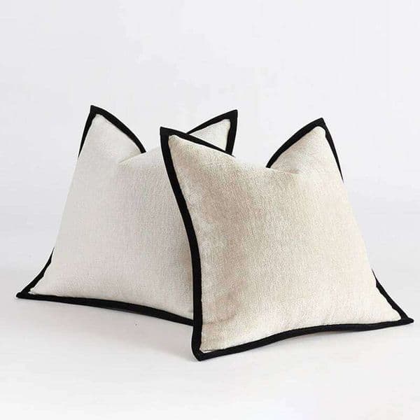 Nordic Thick Chenier Square Solid Color Pressed Edge Pillow Case Advanced Luxury Home Decor Cushion Cover for Sofa 26H0117