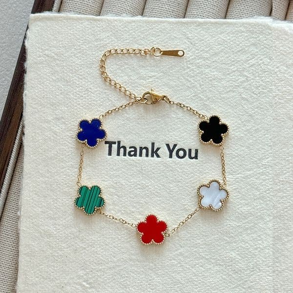 Cross-Border Stainless Steel Four-Leaf Clover Bracelet for Women Fashion Accessories Niche Jewelry High-End Light Luxury Hand Jewelry Wholesale