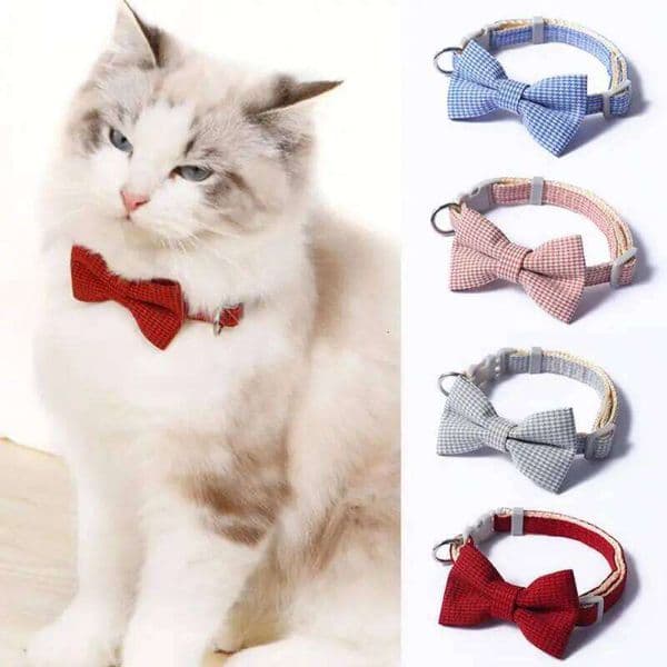 Christmas Plaid Bowknot Cat Bow Tie Safety Buckle Collar Puppy Chihuahua Pet Necklace Elastic Adjustable Dog Collars 26H0117