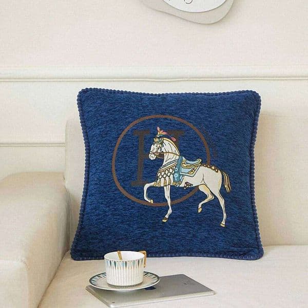 Pillow Case 2026 Chenille Nap For Home or Traveling, Sofa Cushion Throw Bedside Back Horse Jacquard Embroidery Sleeping Pillow Case 26H0117
