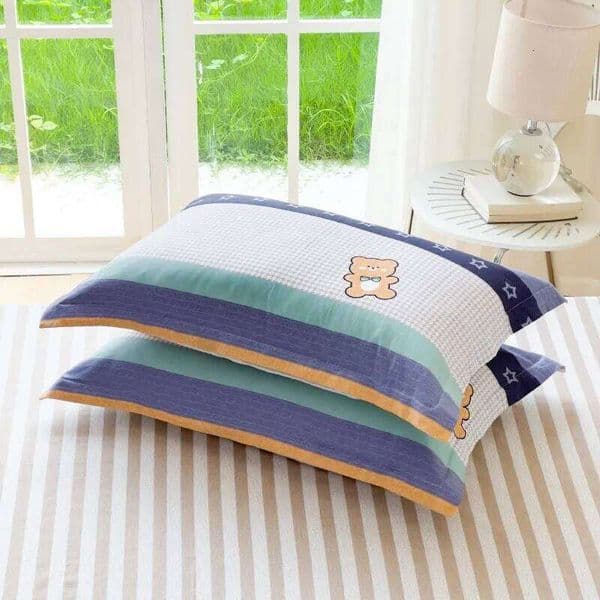 2 Pcs / Set Pure Cotton Cartoon Bear Pillowcase Stand Single Size 48*74 Dormi Student Bedding Cover Soft Comfortable Home Use 26H0117