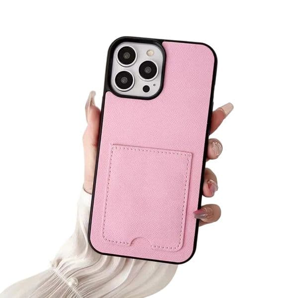 Card Holder Designer Phone Case for Apple iPhone 17 16 Pro Max 15 Promax Case De Telefono 14 13 Luxury PU Leather Velvet Lining Hard Shell Back Cover Funda Coque Assort Pi