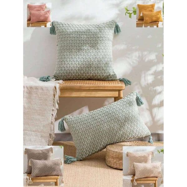 Braided plaid bohemian-style throw lumbar Pillow Case covers for living rooms, bedrooms and cars. 26W0117