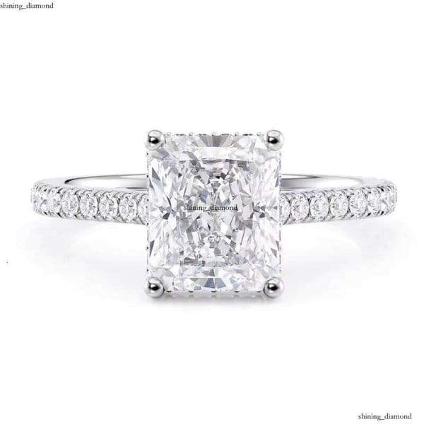 925 silver 7x 9mm Long Baguette Beveled Groove Radiant Cut VVS Moissanite Women's Classic Engagement Ring