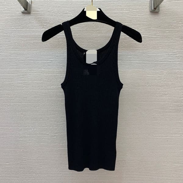 D24011917 2026 Spring/Summer New Style - Front Embroidered High-Elasticity Bra-style Knitted Blouse! Brown, Black