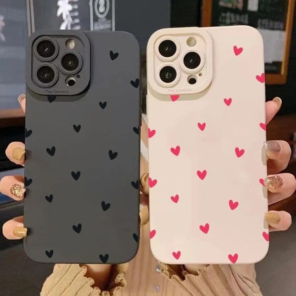 Black Small Heart Compatible with iPhone 16 Case 15 Pro Max Apple 14 Shockproof 13 Trendy Brand 12 Full Coverage 17