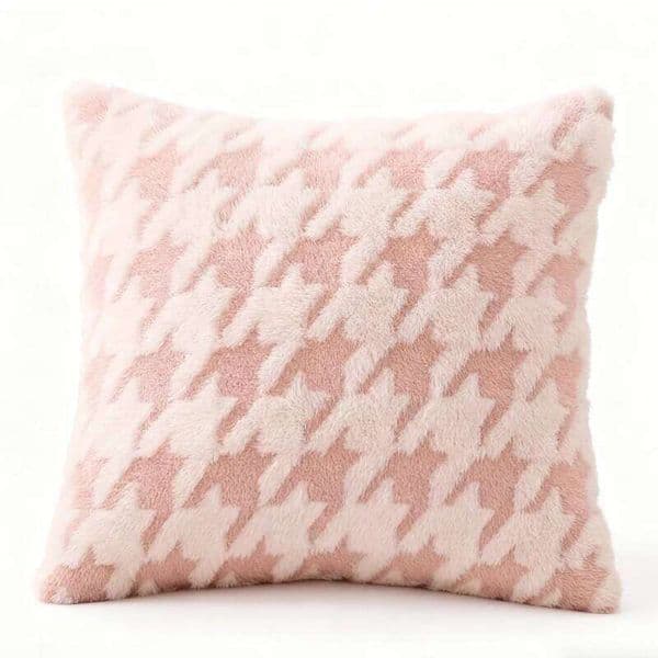 Homaxy Double-sided Houndstooth Cotton Pillowcase Soft And Comfortable Plush Back Pillows Cosy Sleeve Without Pillow Core 26W0117