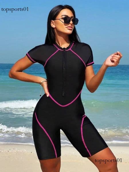One Piece Swimsuit Women 2026 New Solid Short-Sleeved Shorts Bodysuit Sexy Tight Swimwear Summer Beachwear Bathing Suit Female