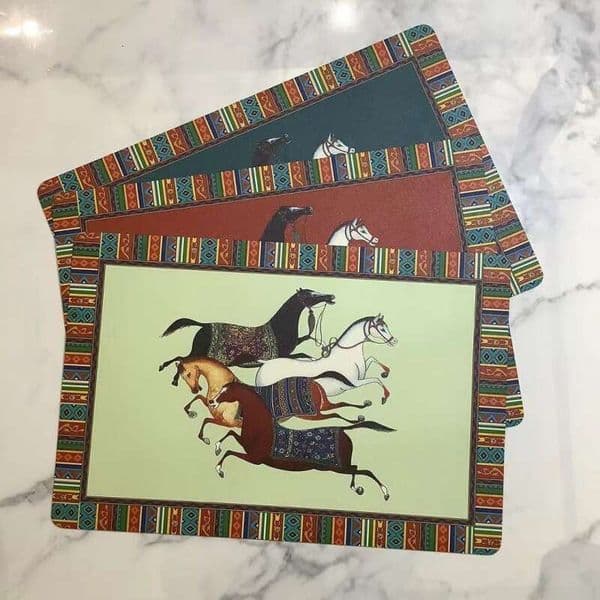American Style Restaurant Table Western Dining Waterproof Oilproof Horse Print Cup Saucer Mat Coffee Coaster