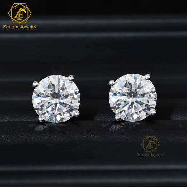 Wholesale Luxury 4-Prong 10K 14K 18K Solid Gold Round Brilliant Cut 5mm 65mm 8mm Moissanite Stud Earrings GRA Certified