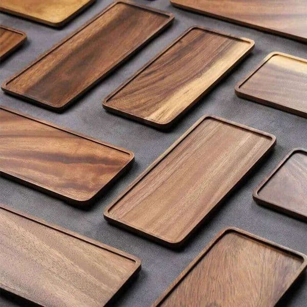 Rectangular Wooden Platters for Food Party Decorative Small Serving Tray Long Charcuterie Board Acacia Wood Trays Home Decor 26Y0117