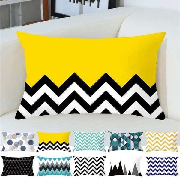 1PC Throw Cushion Lumbar Pillow Cover Protector Zippered Sofa Rectangle Pillowcase 30x50cm 26H0117