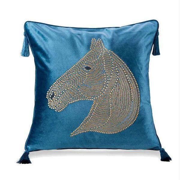 Pillow Case 2026 New Gray Horse Pillows Luxury Satine Cushion Case Retro 50x50 Square Decorative Pillow Cover For Sofa Chair Home De 26H0117