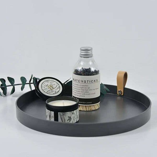 Creative Pu Leather Handle Tray Porch Storage Rack Table Decorative Cosmetics Jewelry Sundries Display Organizer 26Y0117