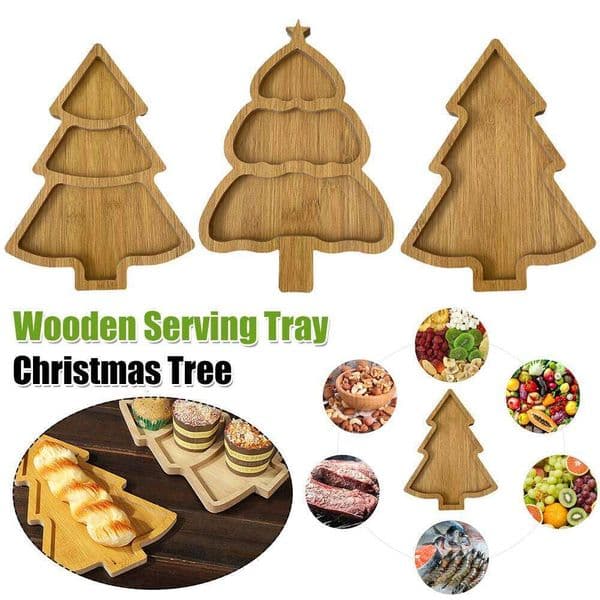 Christmas Tree Shape Wooden Living Room Candy Snacks Nuts Seeds Dry Fruits Plate Dishes Bowl Breakfast Plates Tray Tablewar 26Y0117