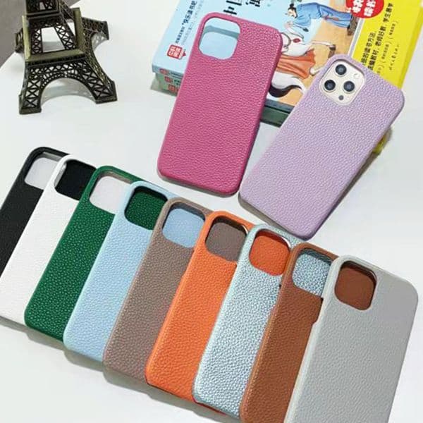New Litchi Pattern Compatible with 15/17 Apple Half-Pack 16pro/16promax Phone Case