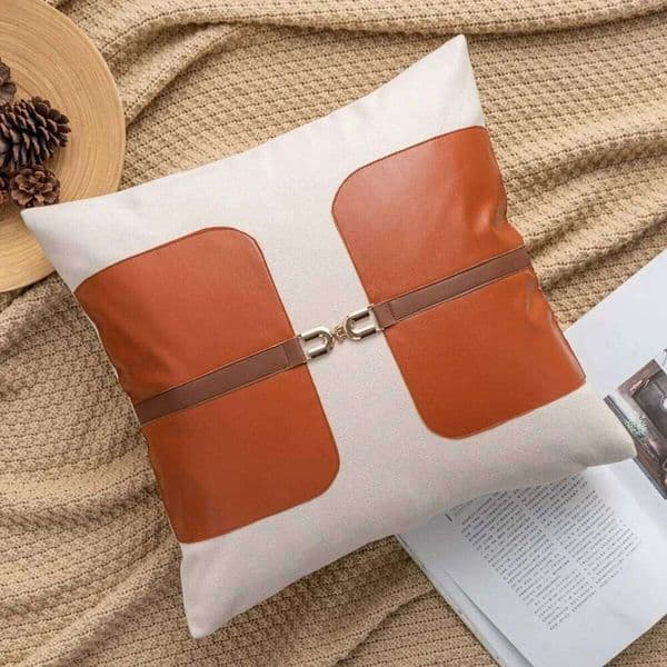 Pillow Case 2026 New PU Saddle Cushion Cover Faux Leather Slub Cotton Throw Pillow Covers For Home Bedroom Living Room Couch Bed Sof 26W0117