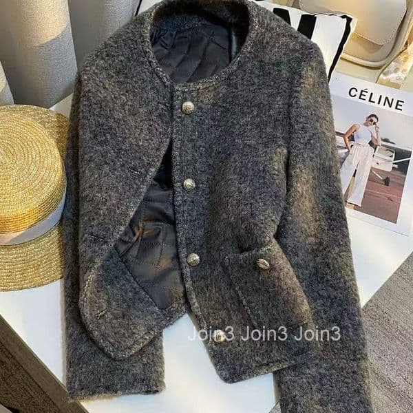 Winter New Gray Elegant Quilted Short Coat for Women Fashionable Versatile Top