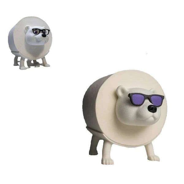 Roll Funny Bear Paper Towel Holder Cartoon Sunglass Ornament Space-Saving Dispenser for Farmhouse Cottage Counter 26Y0117