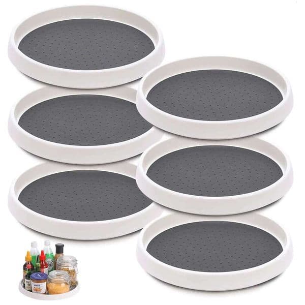 Non-Skid Lazy Susan Organizer for Pantry Organization Kitchen Storage Bathroom Sink Cabinet Refrigerator Countertop Spice Rack 26Y0117