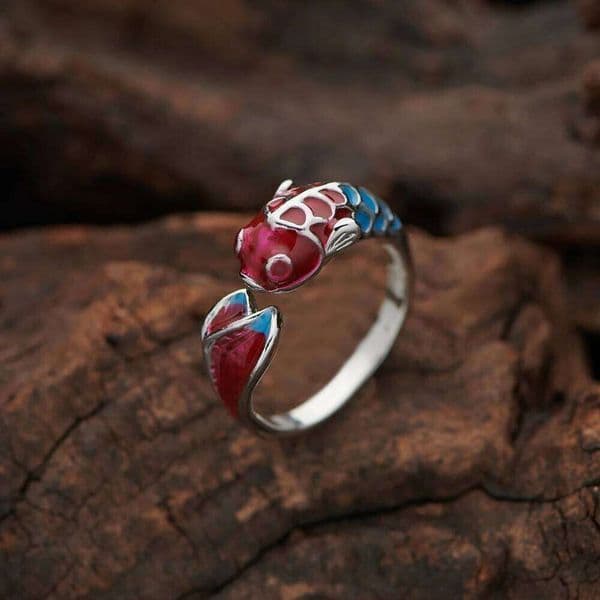 Vintage Lucky Koi Opening Rings For Women Fashion Silver Color Metal Delicate Fish Female Finger Ring Party Jewelry Gifts