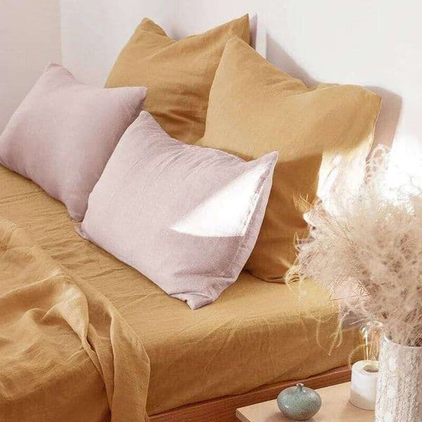 2PCS Solid Color 100% Pure Linen Throw Pillow Case Euro Sham for Bed,Custom Size Envelope Cushion Cover Decoration Pillowcase 26W0117