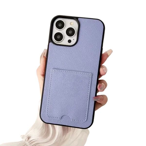 Card Holder Designer Phone Case for Apple iPhone 17 16 Pro Max 15 Promax Case De Telefono 14 13 Luxury PU Leather Velvet Lining Hard Shell Back Cover Funda Coque Assort PB