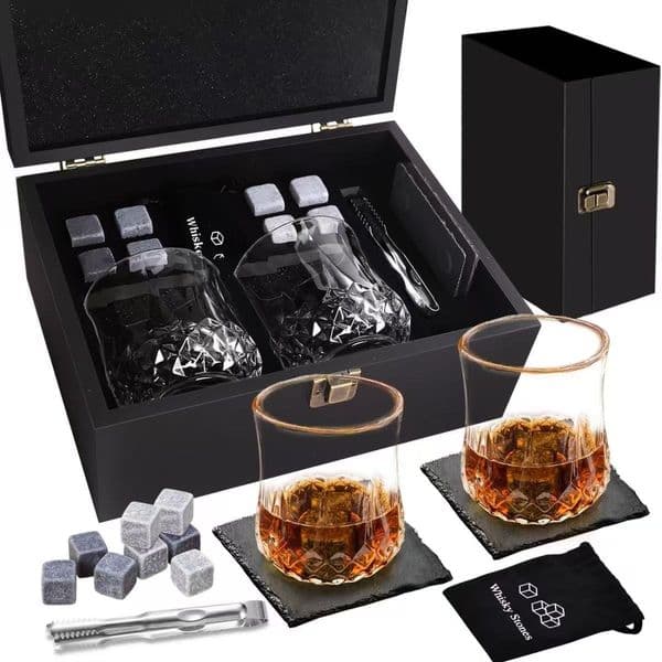 2026 A Light Luxury Golden High Quality Display Whisky Glass Gift Box Set