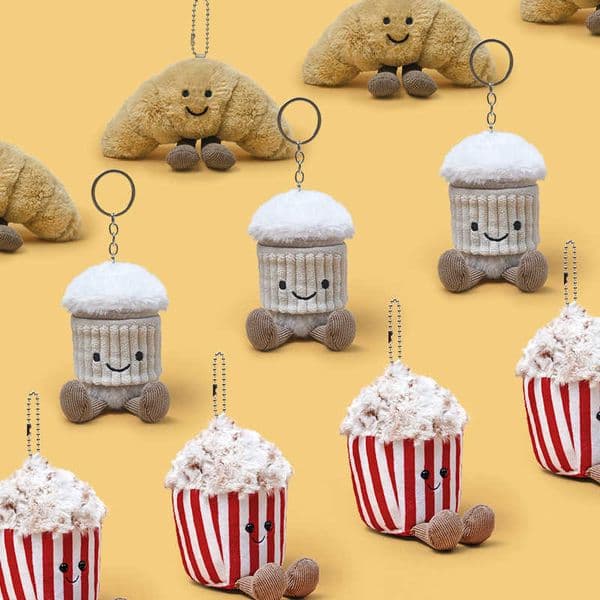 JC Fun Popcorn Snack Plush Coffee Cup Pendant Peanut Penguin Pendant Bag Cute Keychain