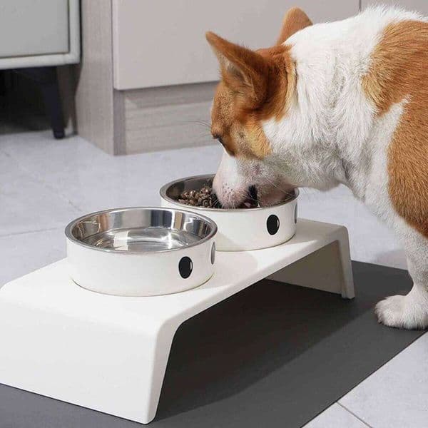 Elevated Pet Dog Feeder Raised Stand with Double Stainless Steel Food Water Bowls For Small Medium Large Dogs Cats 26W0117