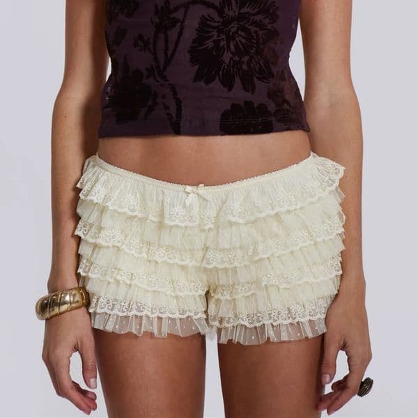 Women Mesh Lace Bloomer Shorts Y2k Layered Ruffle Frilly Booty Shorts Fairy Bowknot Sexy Shorts Panties Party Clubwear 260116